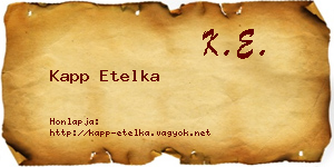 Kapp Etelka névjegykártya